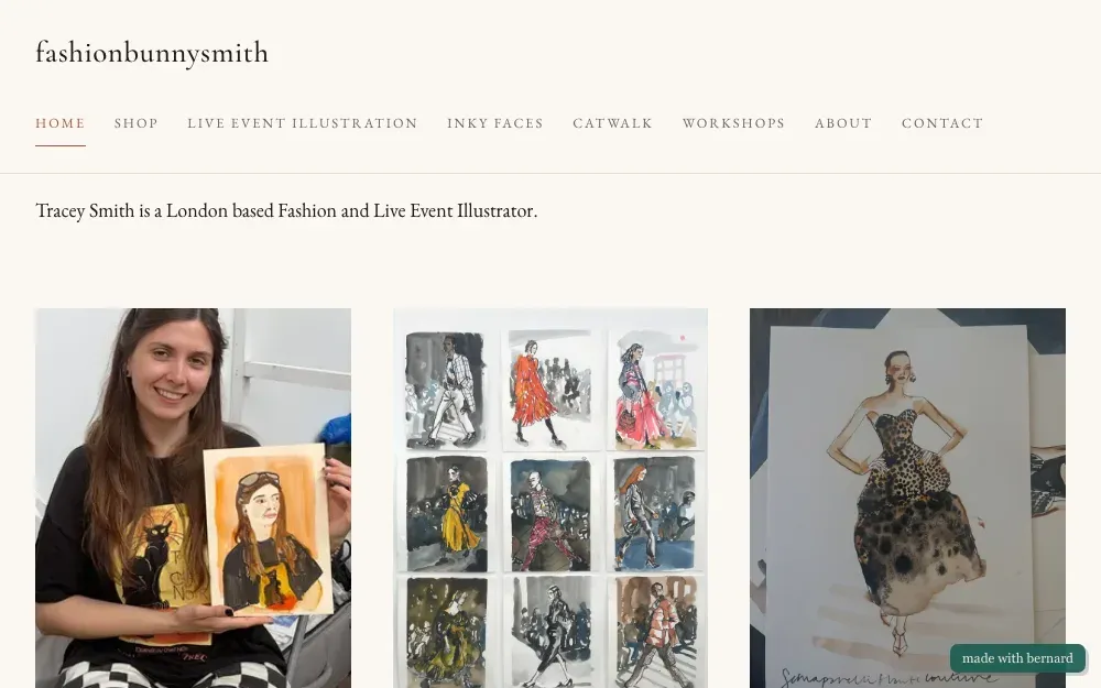 fashionbunnysmith.co.uk, a live site hosted by Bernard